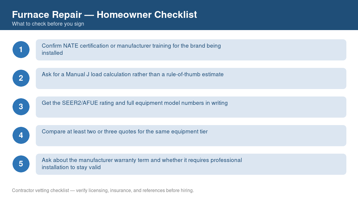 Checklist of steps to take before starting furnace repair