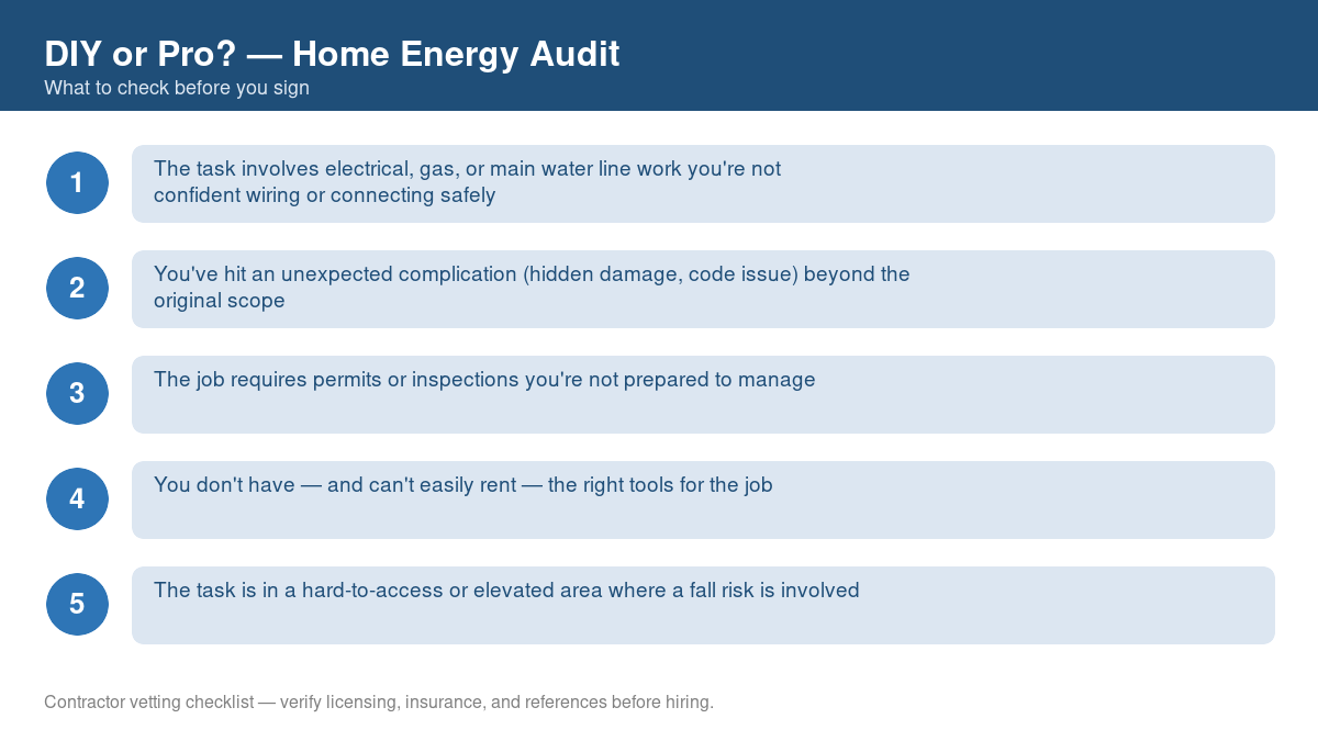 Checklist of signs you should call a professional instead of DIYing home energy audit