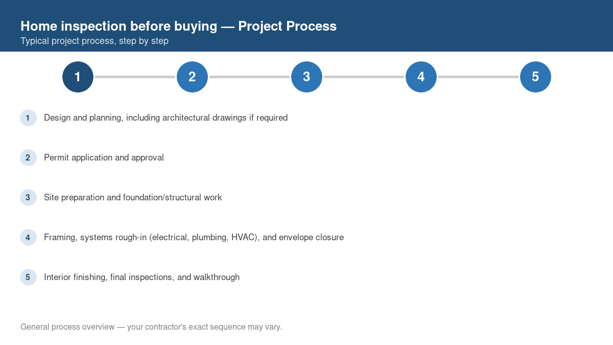 Step-by-step diagram of the typical process for home inspection before buying