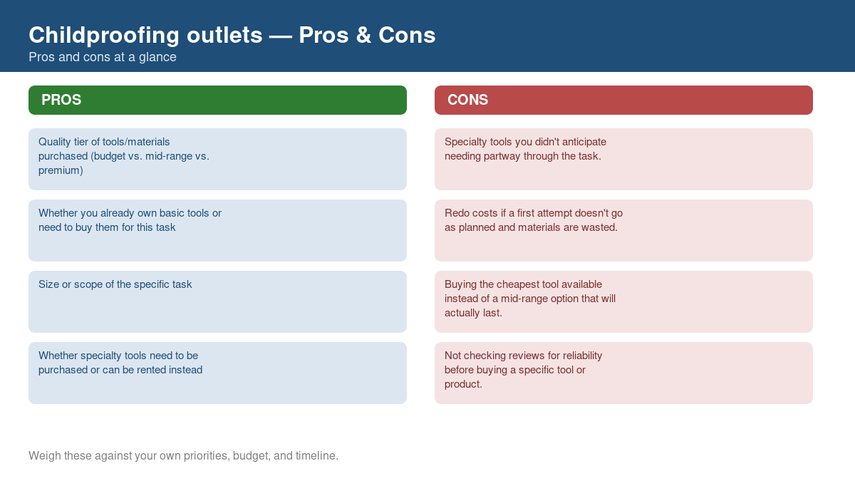 Pros and cons comparison chart for childproofing outlets