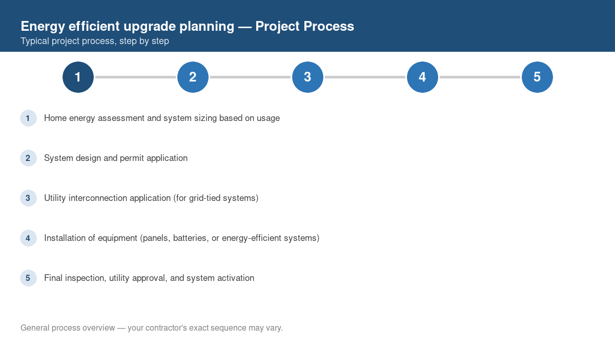 Step-by-step diagram of the typical process for energy efficient upgrade planning