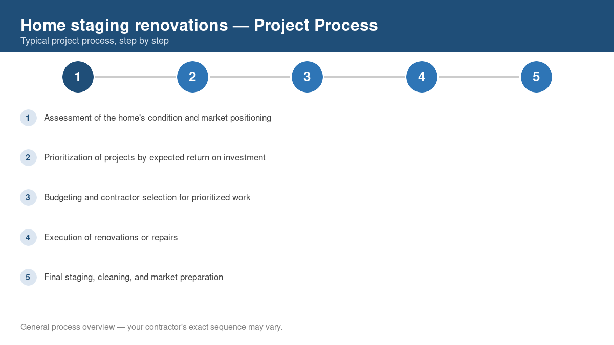 Step-by-step diagram of the typical process for home staging renovations