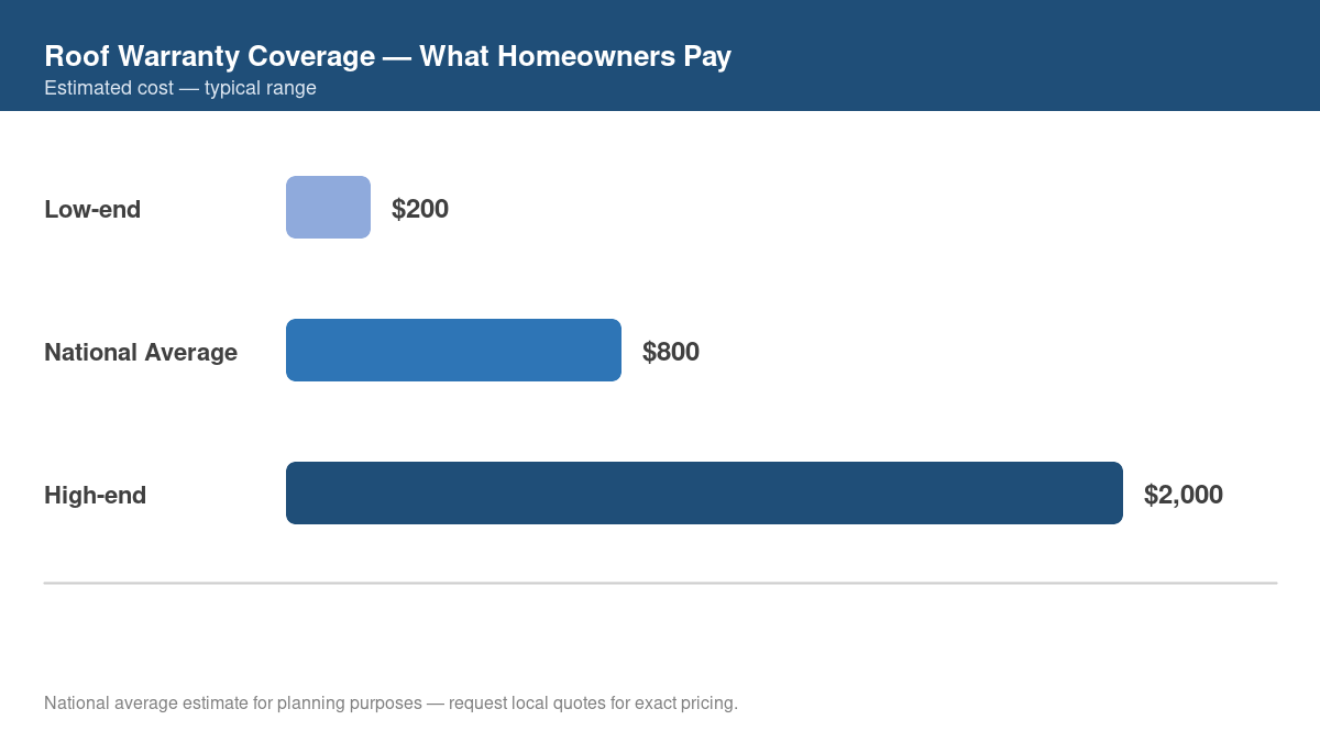 Chart showing typical cost range for roof warranty coverage