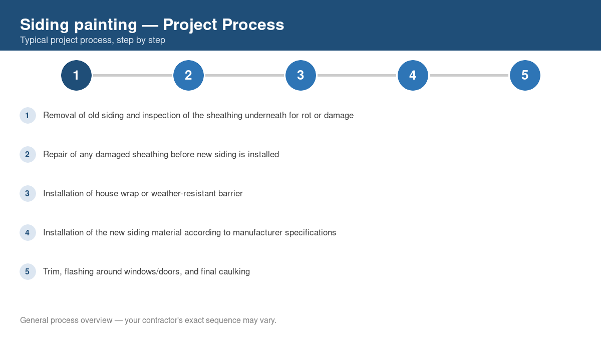 Step-by-step diagram of the typical process for siding painting