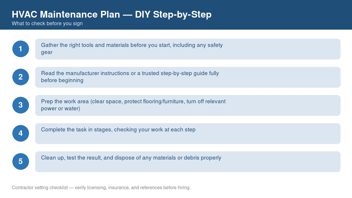 Checklist of step-by-step instructions for DIY HVAC maintenance plan