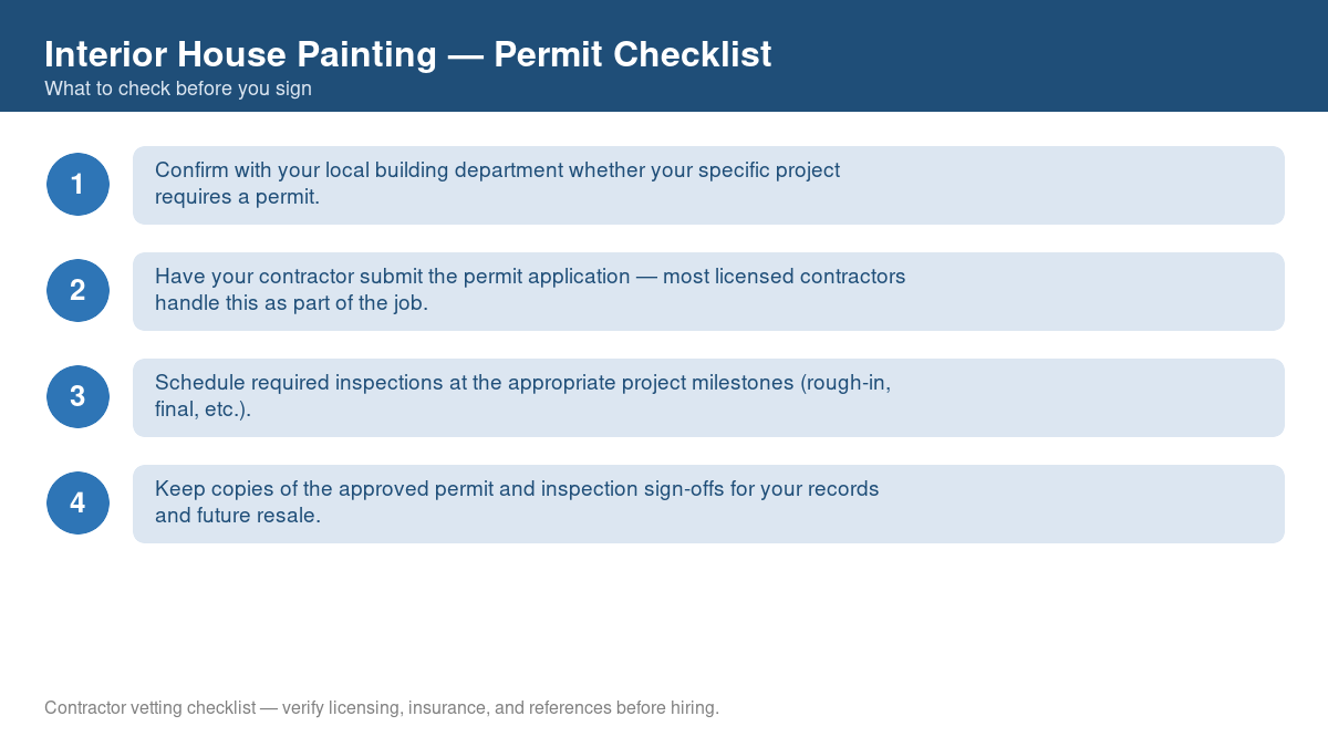 Checklist of steps to get a permit for interior house painting