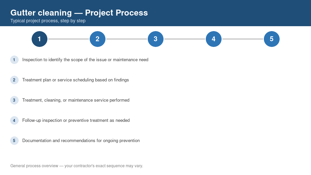 Step-by-step diagram of the typical process for gutter cleaning