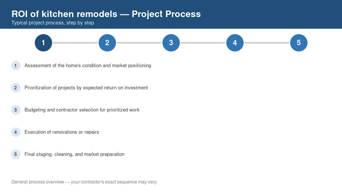 Step-by-step diagram of the typical process for ROI of kitchen remodels
