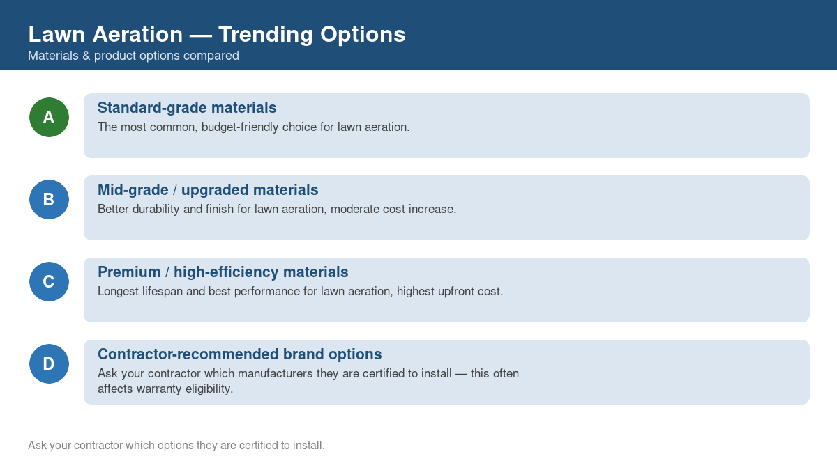 Comparison of trending material and product options for lawn aeration in 2026