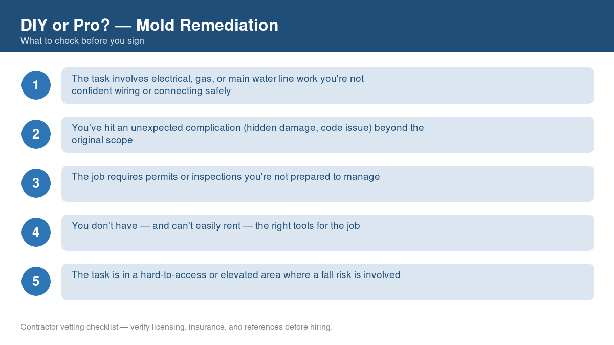 Checklist of signs you should call a professional instead of DIYing mold remediation