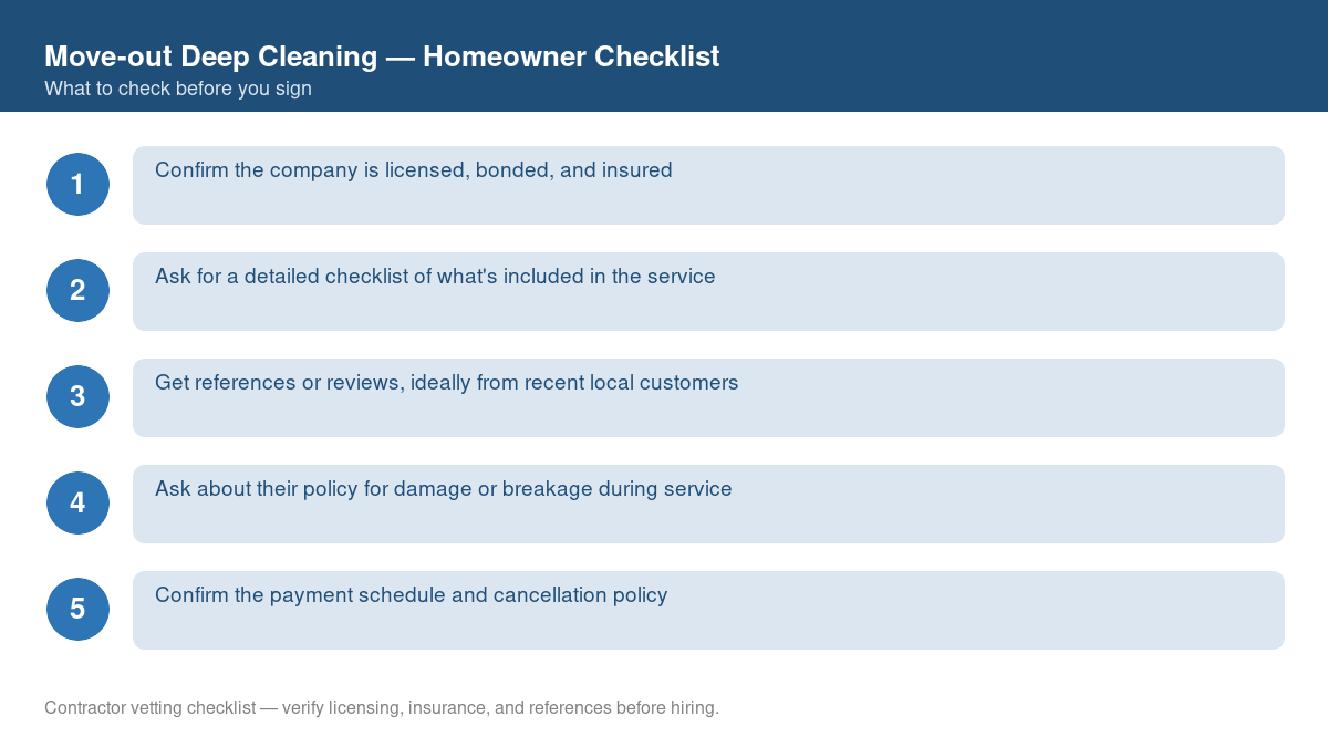 Checklist of steps to take before starting move-out deep cleaning