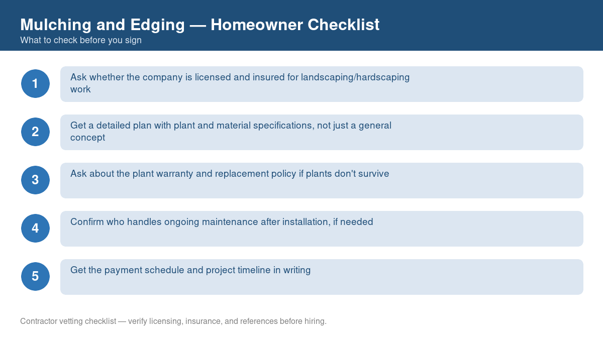 Checklist of steps to take before starting mulching and edging