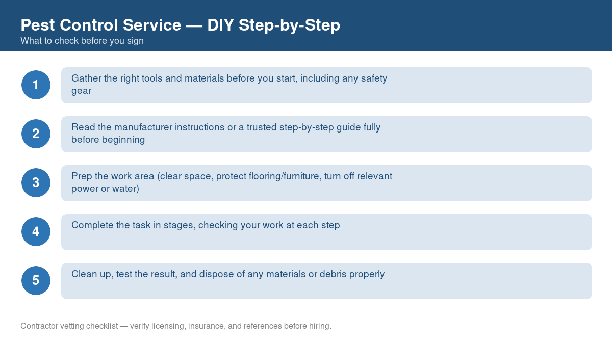 Checklist of step-by-step instructions for DIY pest control service