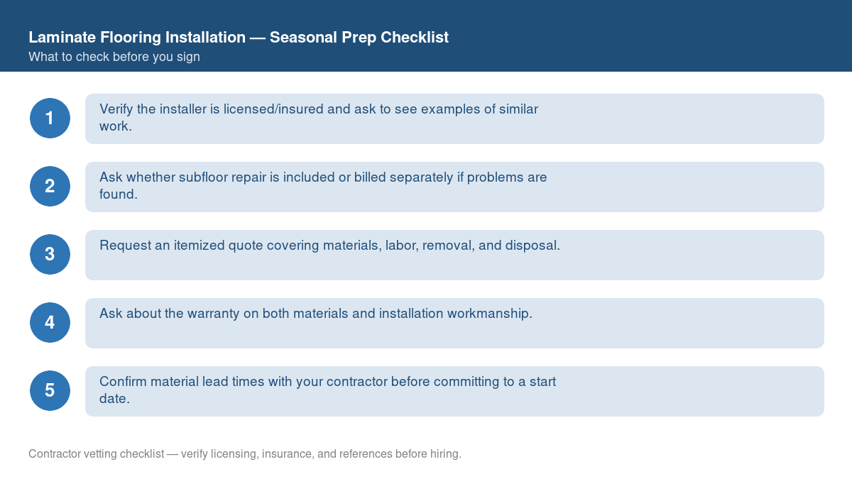 Checklist for seasonal preparation before starting laminate flooring installation