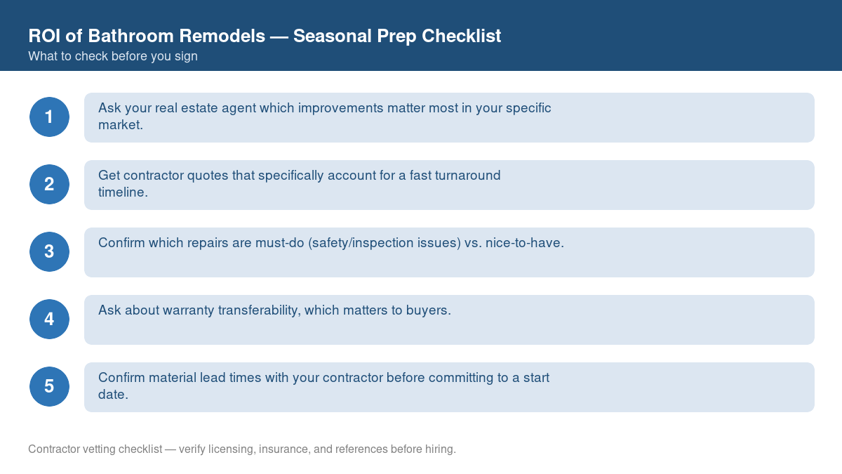 Checklist for seasonal preparation before starting ROI of bathroom remodels