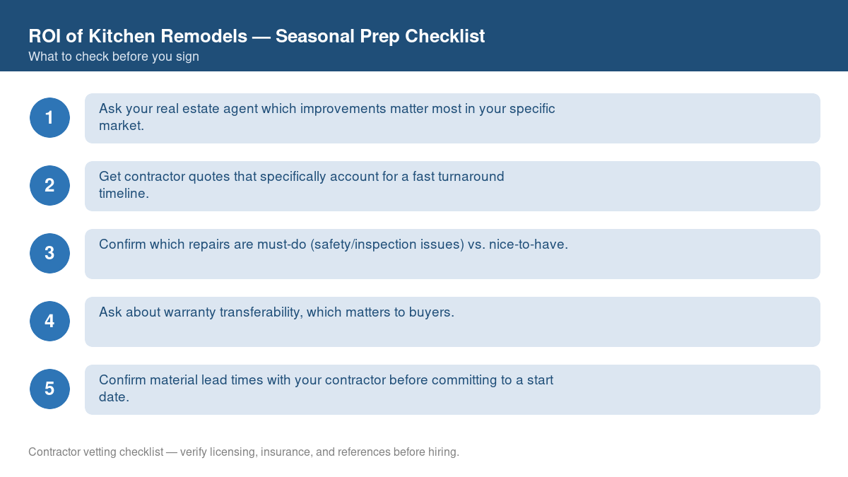 Checklist for seasonal preparation before starting ROI of kitchen remodels