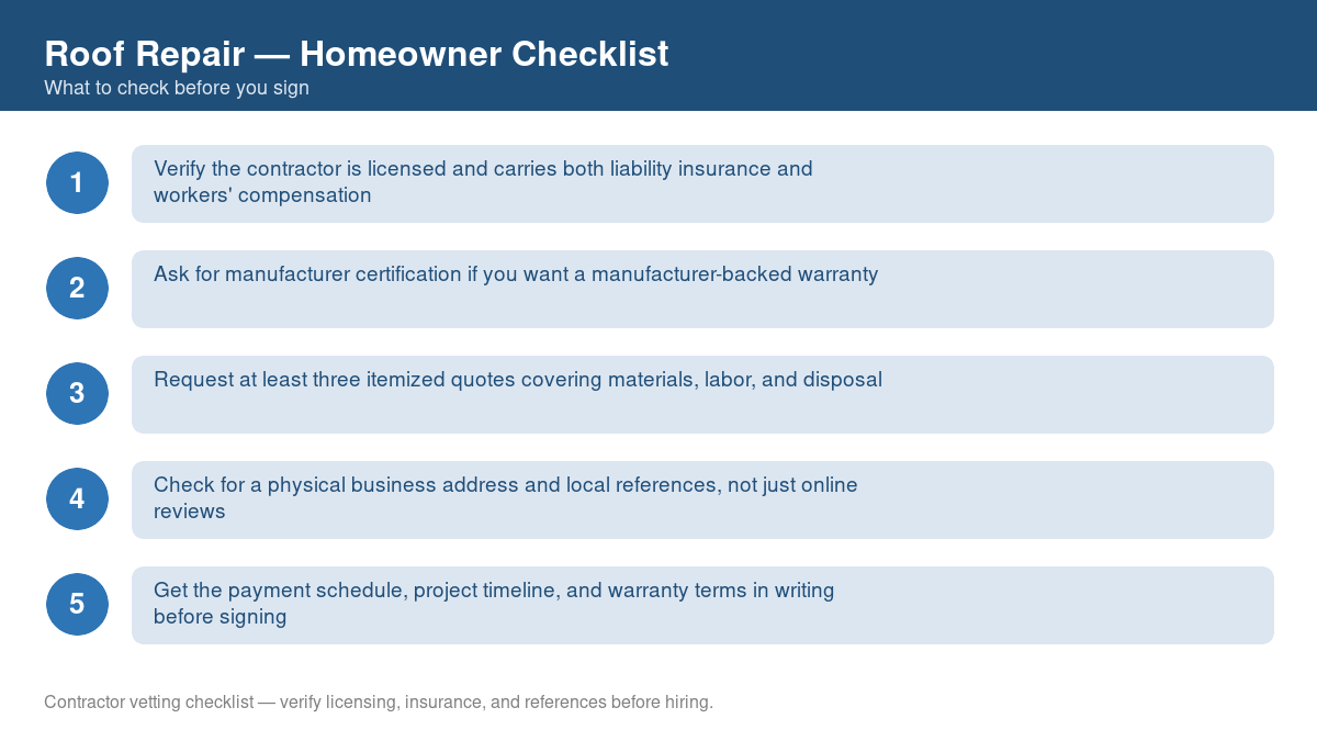 Checklist of steps to take before starting roof repair