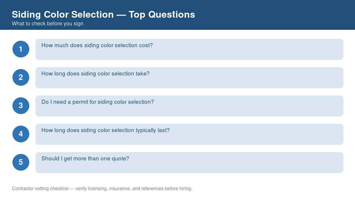 Checklist of the most common homeowner questions about siding color selection