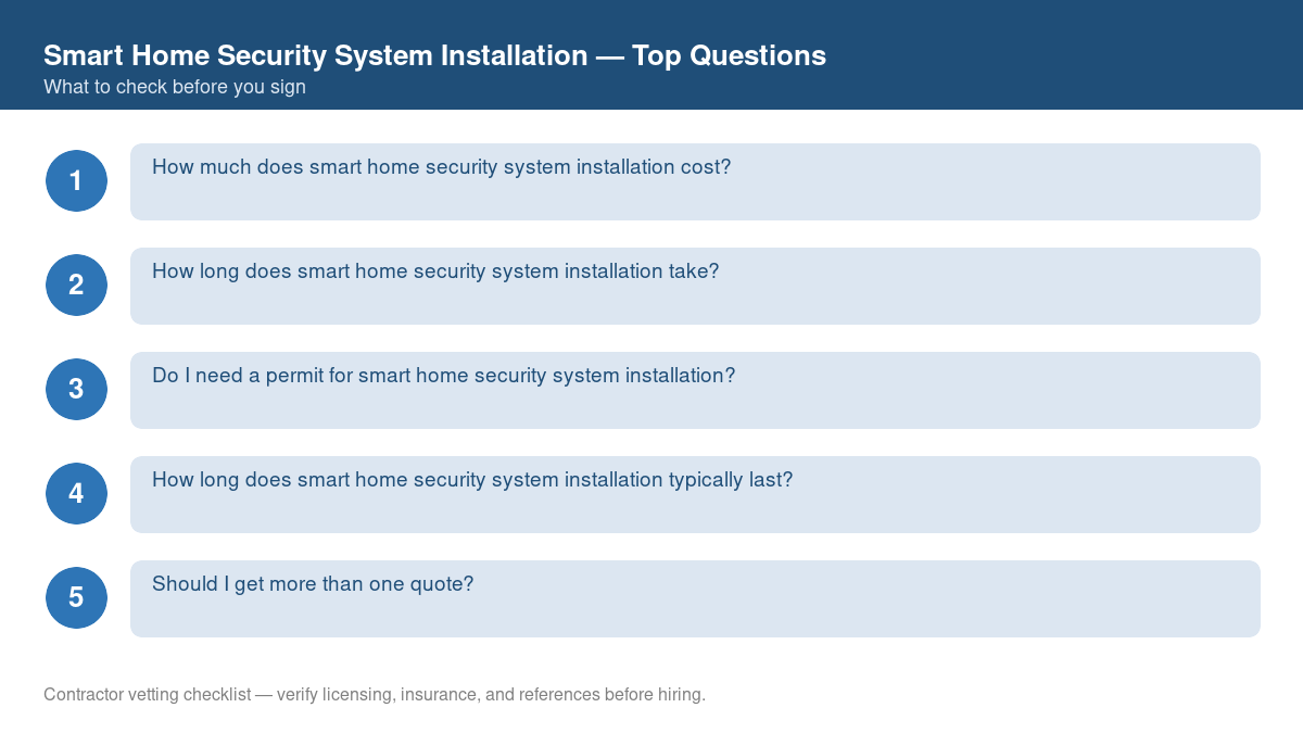 Checklist of the most common homeowner questions about smart home security system installation