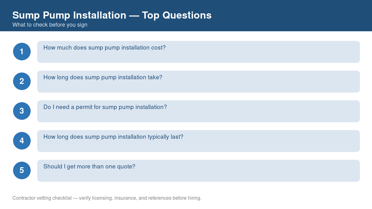 Checklist of the most common homeowner questions about sump pump installation