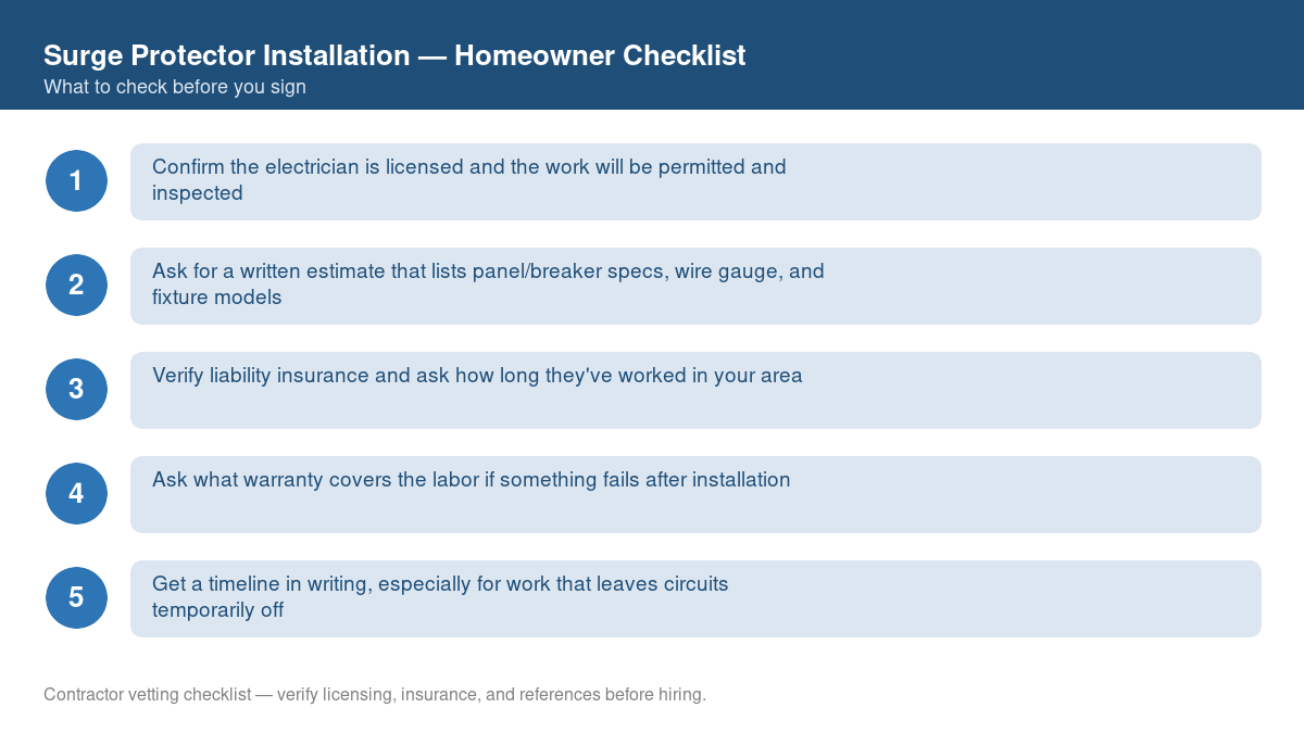 Checklist of steps to take before starting surge protector installation