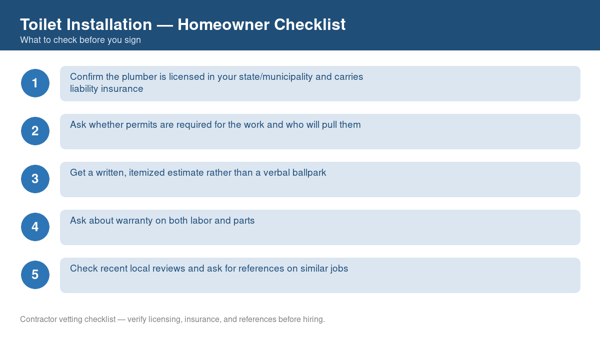 Checklist of steps to take before starting toilet installation