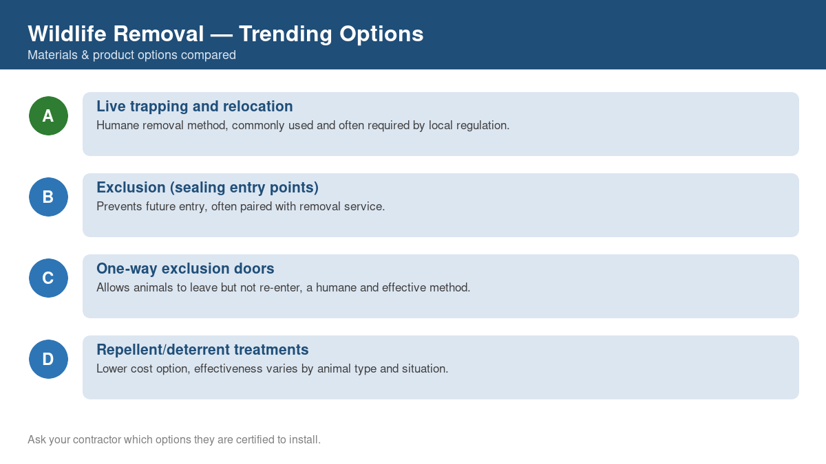 Comparison of trending material and product options for wildlife removal in 2026