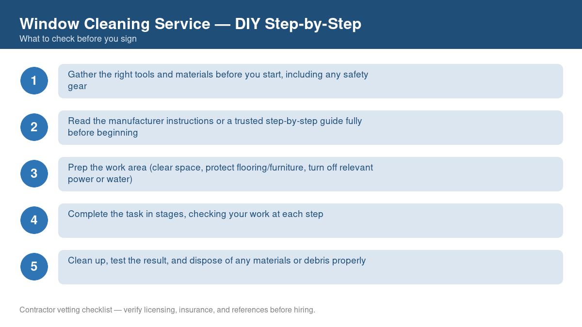 Checklist of step-by-step instructions for DIY window cleaning service