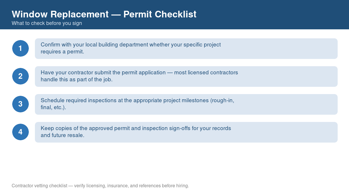 Checklist of steps to get a permit for window replacement