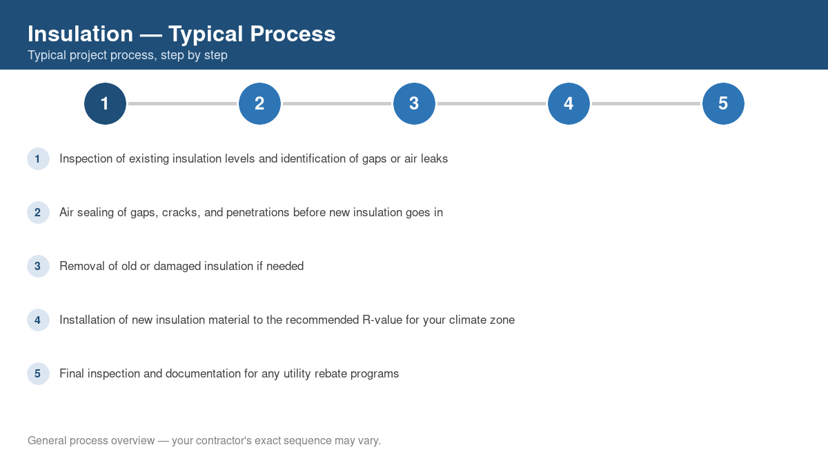 Step-by-step diagram of the typical insulation project process