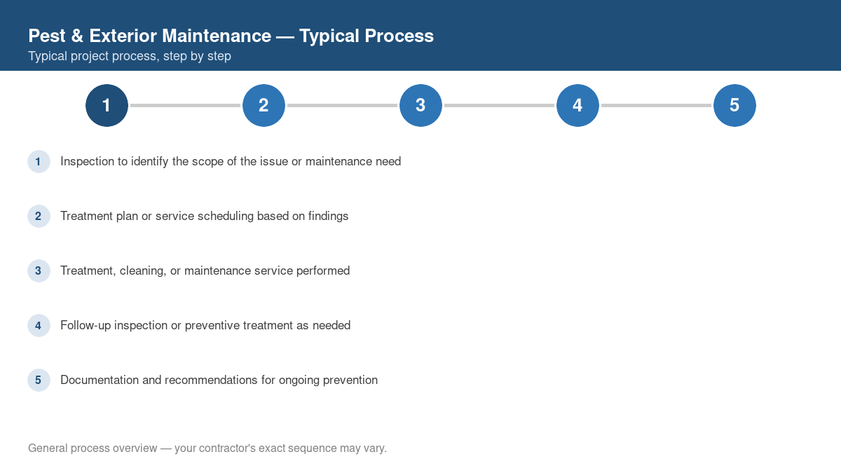 Step-by-step diagram of the typical pest & exterior maintenance project process